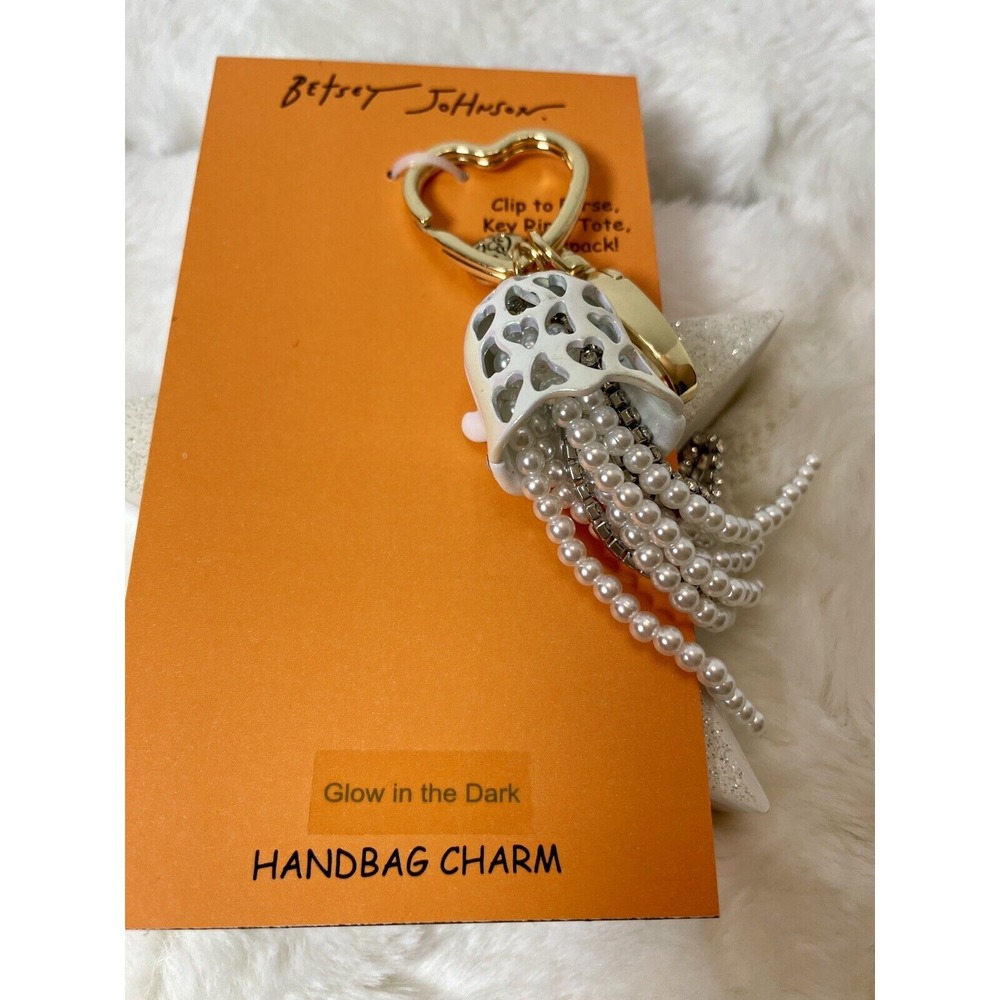 Betsey Johnson Ghost Purse Charm Keychain Viral Halloween Glow N The Dark NWT - Picture 2 of 4